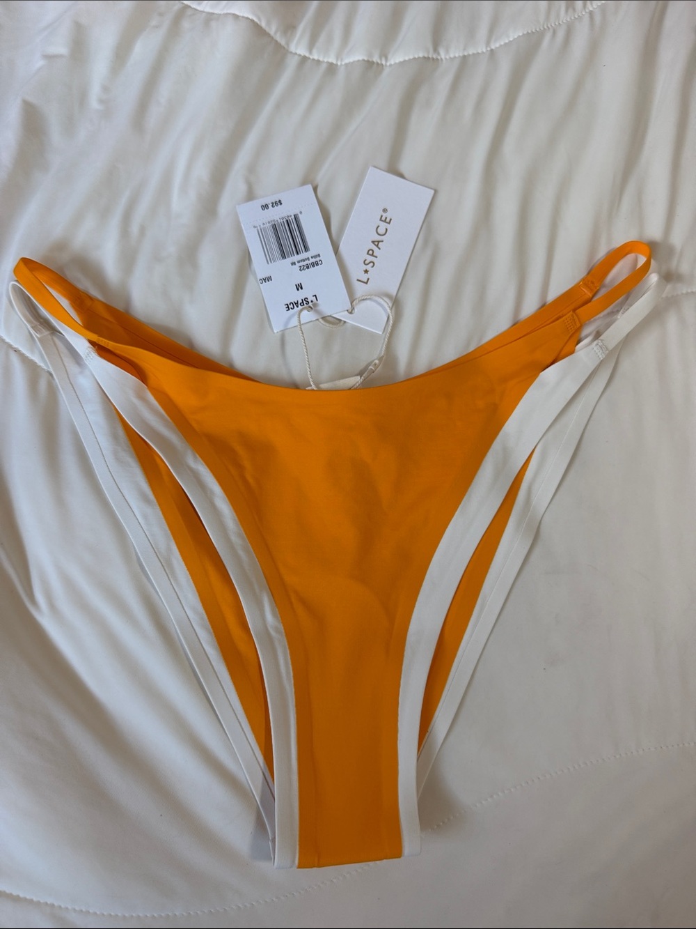 l*space Orange Bikini Bottom with White Trim Medium